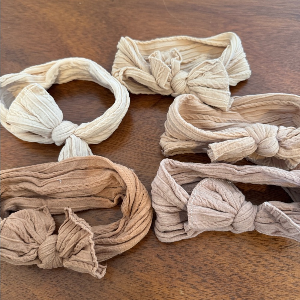 Set of 5 Knotted Headbands in Neutral Tones